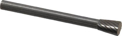 SGS Pro - 3/16" Cut Diam, 1/8" Shank Diam, Inverted Cone Head Single Cut Burr - Carbide, Flat End, 1/4" LOC - Americas Industrial Supply