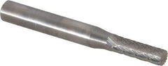 SGS Pro - 1/16" Cut Diam, 1/8" Shank Diam, Cylinder Head Double Cut Burr - Carbide, Flat End, 1/4" LOC, 1-1/2" OAL - Americas Industrial Supply