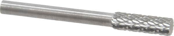 SGS Pro - 5/32" Cut Diam, 1/8" Shank Diam, Cylinder Head Double Cut Burr - Carbide, Flat End, 1/2" LOC - Americas Industrial Supply