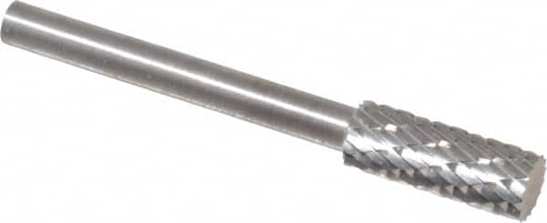 SGS Pro - 3/16" Cut Diam, 1/8" Shank Diam, Cylinder Head Double Cut Burr - Carbide, Flat End, 1/2" LOC - Americas Industrial Supply