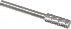 SGS Pro - 3/16" Cut Diam, 1/8" Shank Diam, Cylinder Head Double Cut Burr - Carbide, Flat End, 1/2" LOC - Americas Industrial Supply