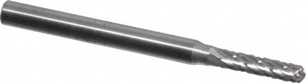 SGS Pro - 3/32" Cut Diam, 1/8" Shank Diam, Cylinder with Radius Head Double Cut Burr - Carbide, Radius End, 7/16" LOC, 1-1/2" OAL - Americas Industrial Supply