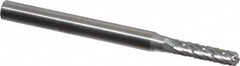 SGS Pro - 3/32" Cut Diam, 1/8" Shank Diam, Cylinder with Radius Head Double Cut Burr - Carbide, Radius End, 7/16" LOC, 1-1/2" OAL - Americas Industrial Supply