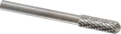 SGS Pro - 5/32" Cut Diam, 1/8" Shank Diam, Cylinder with Radius Head Double Cut Burr - Carbide, Radius End, 1/2" LOC - Americas Industrial Supply