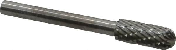SGS Pro - 3/16" Cut Diam, 1/8" Shank Diam, Cylinder with Radius Head Double Cut Burr - Carbide, Radius End, 1/2" LOC - Americas Industrial Supply