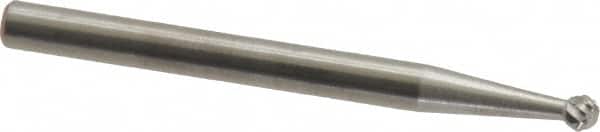 SGS Pro - 3/32" Cut Diam, 1/8" Shank Diam, Ball Head Double Cut Burr - Carbide, Radius End, 3/32" LOC, 1-1/2" OAL - Americas Industrial Supply