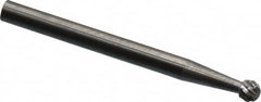 SGS Pro - 1/8" Cut Diam, 1/8" Shank Diam, Ball Head Double Cut Burr - Carbide, Radius End, 1/8" LOC, 1-1/2" OAL - Americas Industrial Supply