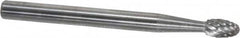 SGS Pro - 1/8" Cut Diam, 1/8" Shank Diam, Oval Head Double Cut Burr - Carbide, Radius End, 7/32" LOC, 1-1/2" OAL - Americas Industrial Supply