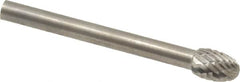 SGS Pro - 3/16" Cut Diam, 1/8" Shank Diam, Oval Head Double Cut Burr - Carbide, Radius End, 9/32" LOC - Americas Industrial Supply