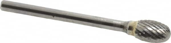 SGS Pro - 1/4" Cut Diam, 1/8" Shank Diam, Oval Head Double Cut Burr - Carbide, Radius End, 3/8" LOC - Americas Industrial Supply