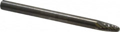 SGS Pro - 1/8" Cut Diam, 1/8" Shank Diam, Tree with Radius Head Double Cut Burr - Carbide, Radius End, 1/4" LOC, 1-1/2" OAL - Americas Industrial Supply