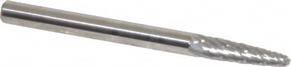 SGS Pro - 1/8" Cut Diam, 1/8" Shank Diam, Tree with Radius Head Double Cut Burr - Carbide, Radius End, 1/2" LOC, 1-1/2" OAL - Americas Industrial Supply