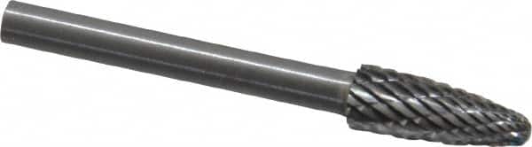 SGS Pro - 3/16" Cut Diam, 1/8" Shank Diam, Tree with Radius Head Double Cut Burr - Carbide, Radius End, 1/2" LOC - Americas Industrial Supply