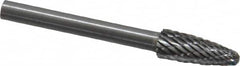 SGS Pro - 3/16" Cut Diam, 1/8" Shank Diam, Tree with Radius Head Double Cut Burr - Carbide, Radius End, 1/2" LOC - Americas Industrial Supply