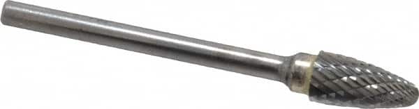 SGS Pro - 1/4" Cut Diam, 1/8" Shank Diam, Tree with Radius Head Double Cut Burr - Carbide, Radius End, 1/2" LOC, 2" OAL - Americas Industrial Supply
