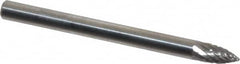 SGS Pro - 1/8" Cut Diam, 1/8" Shank Diam, Tree Head Double Cut Burr - Carbide, Point End, 1/4" LOC, 1-1/2" OAL - Americas Industrial Supply