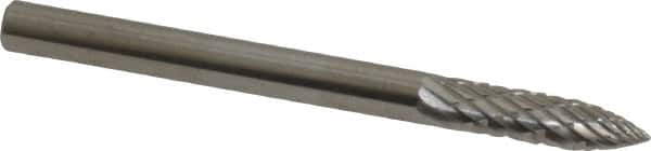 SGS Pro - 1/8" Cut Diam, 1/8" Shank Diam, Tree Head Double Cut Burr - Carbide, Point End, 1/2" LOC, 1-1/2" OAL - Americas Industrial Supply