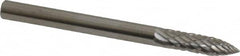 SGS Pro - 1/8" Cut Diam, 1/8" Shank Diam, Tree Head Double Cut Burr - Carbide, Point End, 1/2" LOC, 1-1/2" OAL - Americas Industrial Supply