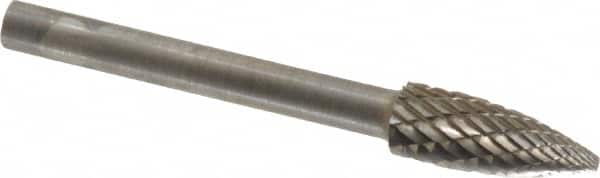 SGS Pro - 3/16" Cut Diam, 1/8" Shank Diam, Tree Head Double Cut Burr - Carbide, Point End, 1/2" LOC - Americas Industrial Supply