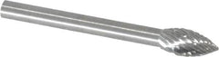 SGS Pro - 3/16" Cut Diam, 1/8" Shank Diam, Flame Head Double Cut Burr - Carbide, Radius End, 3/8" LOC - Americas Industrial Supply