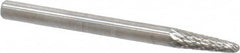 SGS Pro - 1/8" Cut Diam, 1/8" Shank Diam, Taper Head Double Cut Burr - Carbide, Radius End, 3/8" LOC, 1-1/2" OAL - Americas Industrial Supply