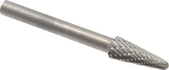 SGS Pro - 3/16" Cut Diam, 1/8" Shank Diam, Taper Head Double Cut Burr - Carbide, Radius End, 1/2" LOC - Americas Industrial Supply