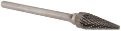 SGS Pro - 1/4" Cut Diam, 1/8" Shank Diam, Cone Head Double Cut Burr - Carbide, Point End, 1/2" LOC, 2-1/8" OAL - Americas Industrial Supply