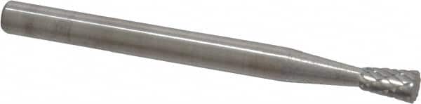 SGS Pro - 1/8" Cut Diam, 1/8" Shank Diam, Inverted Cone Head Double Cut Burr - Carbide, Flat End, 3/16" LOC, 1-1/2" OAL - Americas Industrial Supply