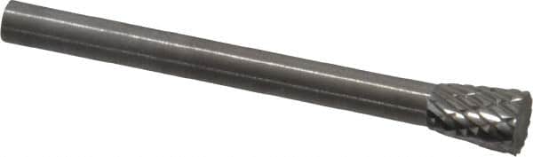 SGS Pro - 3/16" Cut Diam, 1/8" Shank Diam, Inverted Cone Head Double Cut Burr - Carbide, Flat End, 1/4" LOC - Americas Industrial Supply