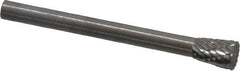 SGS Pro - 3/16" Cut Diam, 1/8" Shank Diam, Inverted Cone Head Double Cut Burr - Carbide, Flat End, 1/4" LOC - Americas Industrial Supply