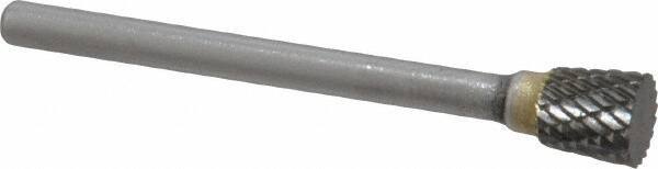 SGS Pro - 1/4" Cut Diam, 1/8" Shank Diam, Inverted Cone Head Double Cut Burr - Carbide, Flat End, 1/4" LOC, 1-3/4" OAL - Americas Industrial Supply