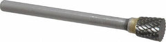 SGS Pro - 1/4" Cut Diam, 1/8" Shank Diam, Inverted Cone Head Double Cut Burr - Carbide, Flat End, 1/4" LOC, 1-3/4" OAL - Americas Industrial Supply