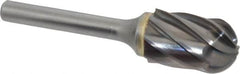 SGS Pro - 5/8" Cut Diam, 1/4" Shank Diam, Cylinder with Radius Head Single Cut Burr - Carbide, Radius End, 1" LOC, 2-3/4" OAL - Americas Industrial Supply