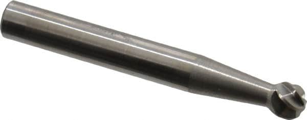 SGS Pro - 1/4" Cut Diam, 1/4" Shank Diam, Ball Head Single Cut Burr - Carbide, Radius End, 7/32" LOC, 2" OAL - Americas Industrial Supply
