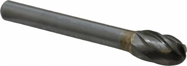 SGS Pro - 3/8" Cut Diam, 1/4" Shank Diam, Oval Head Single Cut Burr - Carbide, Radius End, 5/8" LOC, 2-3/8" OAL - Americas Industrial Supply