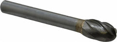 SGS Pro - 3/8" Cut Diam, 1/4" Shank Diam, Oval Head Single Cut Burr - Carbide, Radius End, 5/8" LOC, 2-3/8" OAL - Americas Industrial Supply