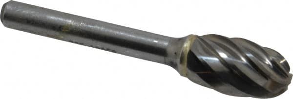 SGS Pro - 1/2" Cut Diam, 1/4" Shank Diam, Oval Head Single Cut Burr - Carbide, Radius End, 7/8" LOC, 2-5/8" OAL - Americas Industrial Supply