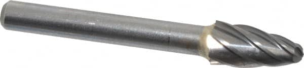 SGS Pro - 3/8" Cut Diam, 1/4" Shank Diam, Tree with Radius Head Single Cut Burr - Carbide, Radius End, 3/4" LOC, 2-1/2" OAL - Americas Industrial Supply