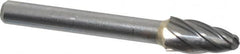 SGS Pro - 3/8" Cut Diam, 1/4" Shank Diam, Tree with Radius Head Single Cut Burr - Carbide, Radius End, 3/4" LOC, 2-1/2" OAL - Americas Industrial Supply