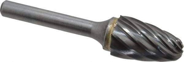 SGS Pro - 5/8" Cut Diam, 1/4" Shank Diam, Tree with Radius Head Single Cut Burr - Carbide, Radius End, 1" LOC, 2-3/4" OAL - Americas Industrial Supply