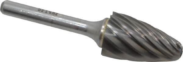 SGS Pro - 3/4" Cut Diam, 1/4" Shank Diam, Tree with Radius Head Single Cut Burr - Carbide, Radius End, 1-1/4" LOC, 3" OAL - Americas Industrial Supply