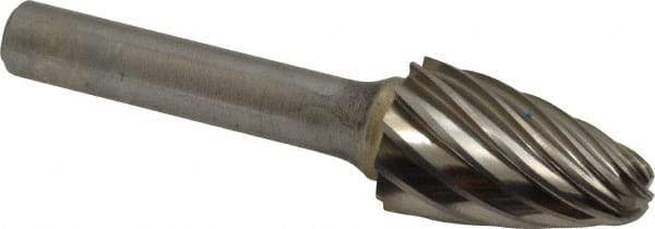 SGS Pro - 3/4" Cut Diam, 3/8" Shank Diam, Tree with Radius Head Single Cut Burr - Carbide, Radius End, 1-1/4" LOC, 3-1/4" OAL - Americas Industrial Supply