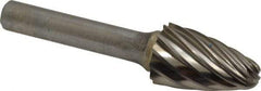 SGS Pro - 3/4" Cut Diam, 3/8" Shank Diam, Tree with Radius Head Single Cut Burr - Carbide, Radius End, 1-1/4" LOC, 3-1/4" OAL - Americas Industrial Supply