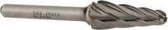 SGS Pro - 1/2" Cut Diam, 1/4" Shank Diam, Taper Head Single Cut Burr - Carbide, Radius End, 1-1/8" LOC, 3" OAL - Americas Industrial Supply