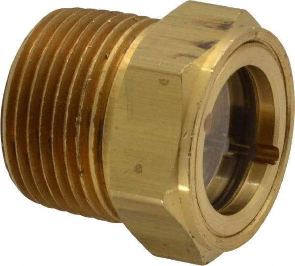 Trico - 1" Sight Diam, 3/4" Thread, 1-1/8" OAL, Viewport Sight Glass & Flow Sight - 1-1/8" Hex Head, With Baffle - Americas Industrial Supply