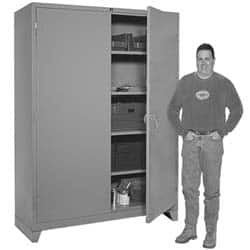 Lyon - 4 Shelf Locking Storage Cabinet - Steel, 60" Wide x 24" Deep x 82" High, Gray - Americas Industrial Supply