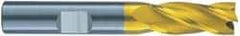 RobbJack - 9/16", 1-1/4" LOC, 9/16" Shank Diam, 3-1/2" OAL, 3 Flute, Solid Carbide Square End Mill - Single End, TiN Finish, Spiral Flute, 60° Helix, Centercutting, Right Hand Cut, Right Hand Flute, Series ST-360 - Americas Industrial Supply
