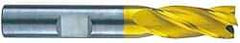 RobbJack - 9/16" Diam, 1-1/4" LOC, 4 Flute Solid Carbide Roughing & Finishing Square End Mill - TiN Finish, 3-1/2" OAL, 9/16" Shank Diam, Straight Shank, 30° Helix, Centercutting, Regular Length - Americas Industrial Supply