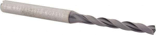 Kennametal - 5/32" 140° Solid Carbide Jobber Drill - TiAlN Finish, Right Hand Cut, Spiral Flute, Straight Shank, 2.9134" OAL, Standard Point - Americas Industrial Supply