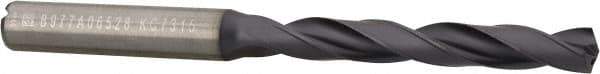 Kennametal - Letter F 140° Solid Carbide Jobber Drill - TiAlN Finish, Right Hand Cut, Spiral Flute, Straight Shank, 3.5827" OAL, Standard Point - Americas Industrial Supply